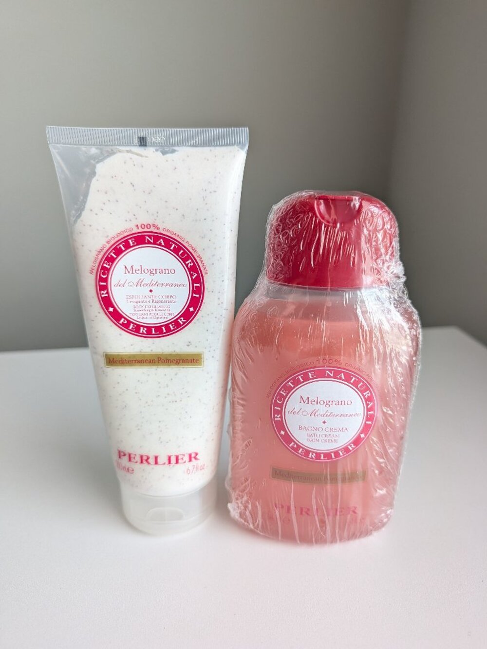 Perlier Melograno Pomegranate Bath Cream 8.4oz & Exfoliant 6.7oz Lot SEALED New